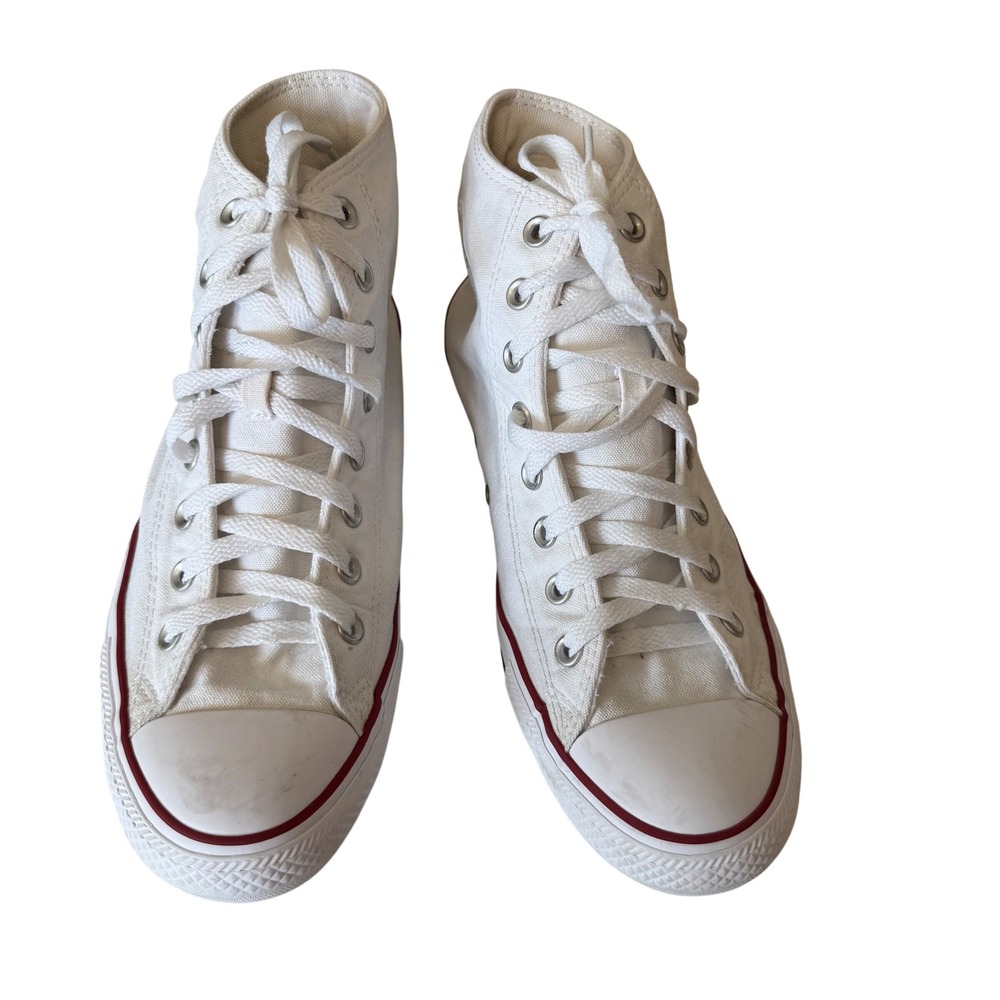 Converse White High-Top Sneakers with Red Trim